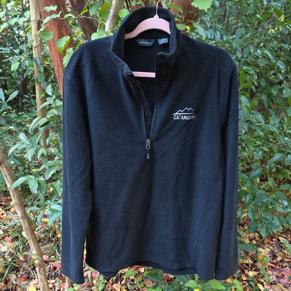 Mens Eddie Bauer Catamount Black Quarter-Zip Pullover Microfleece Jacket